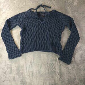 Abercrombie&Fitch women M cropped open knit long sleeve top edgy street hipster